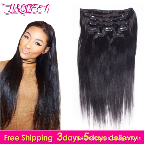 Unprocessed Peruvian Straight Human Hair Clip In Extensions 10 pcs/ set Natural Color Full Head Straight Virgin Hair Clip Ins